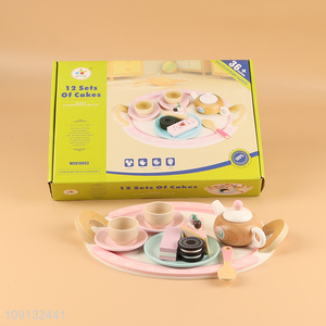 New Product Wooden Afternoon Tea Set Toy Pretend Play Kitchen Toy for Kids