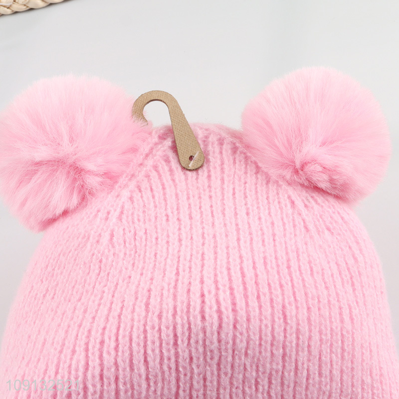 High Quality Women's Beanie Hat Winter Hat with Double Pom Pom