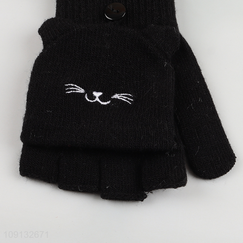 Good Quality Winter Fingerless Gloves Convertible Flip Top Half Finger Gloves