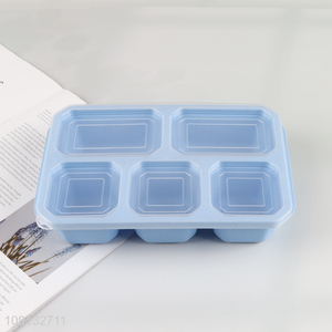 Wholesale 5-Compartment Wheat Straw Snack Containers Lunch Box with Lid