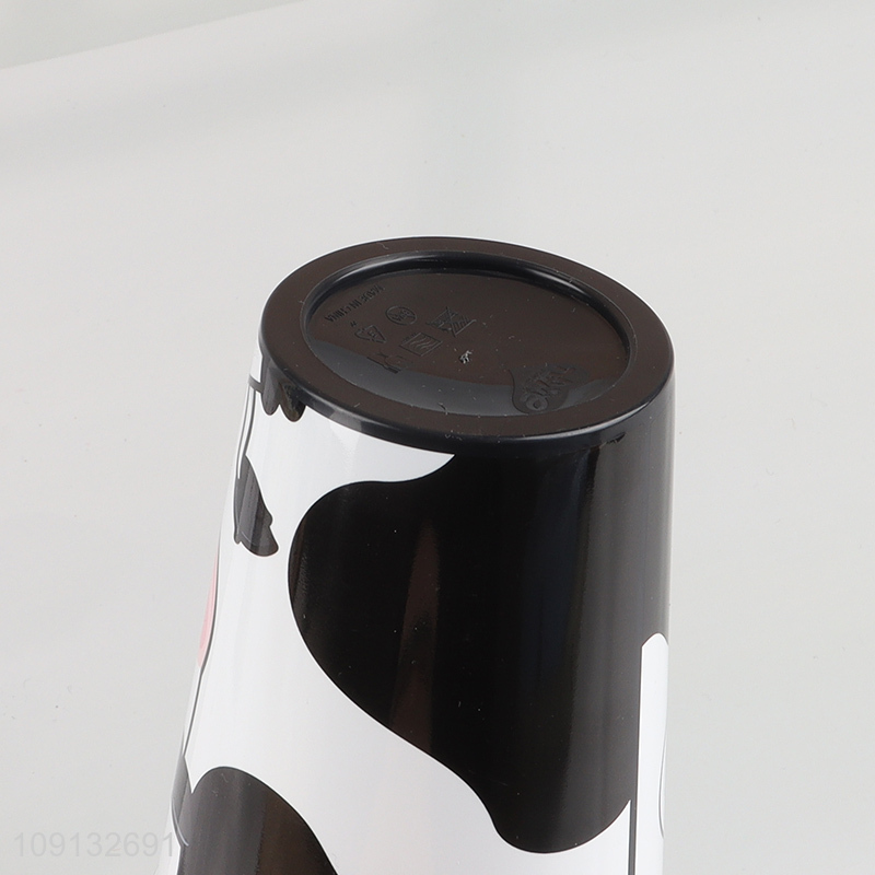 New Product Cute Cartoon Cow Printed Plastic Drinking Cup with Straw