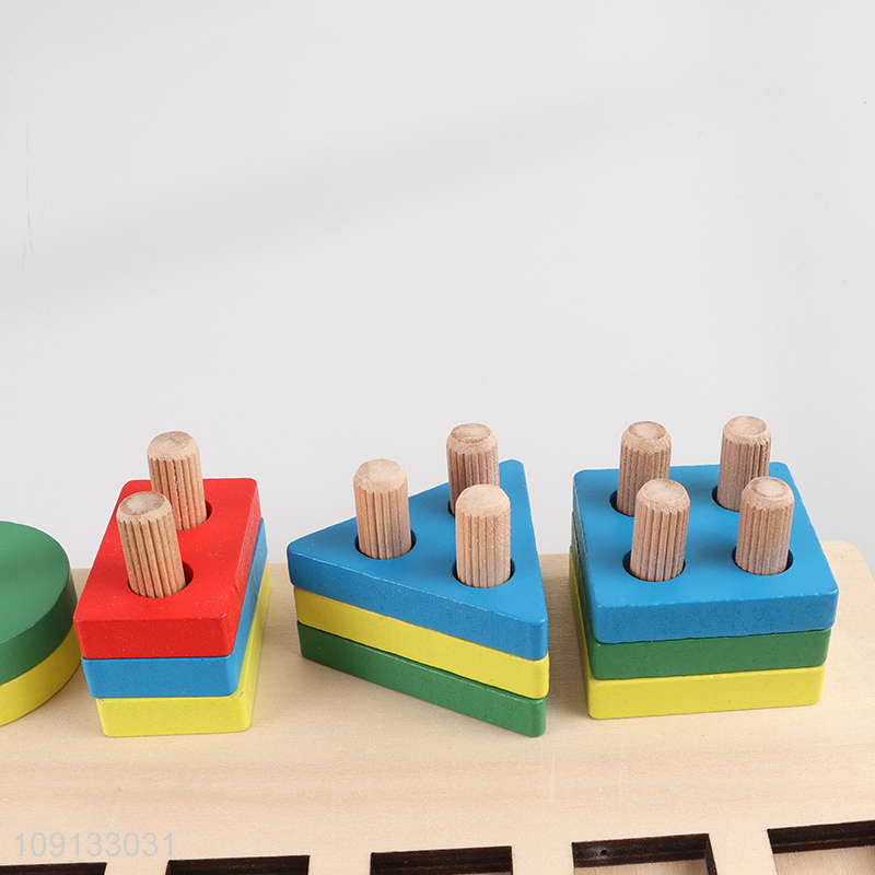 Hot Selling 2-In-1 Wooden Sorting and Stacking Toy Fishing Toy for Kids