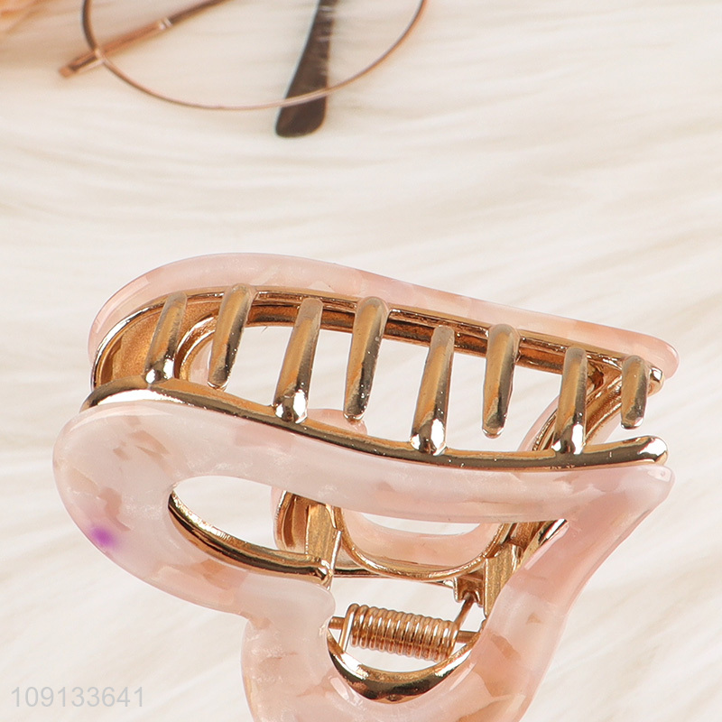 Hot Selling Heart Hair Claw Clips Cellulose Acetate Hair Claw Clips