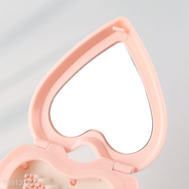Yiwu market heart shape folding hair comb with makeup mirror