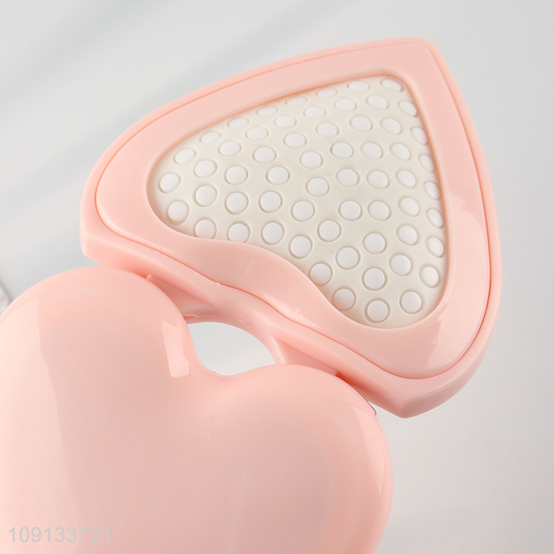 Yiwu market heart shape folding hair comb with makeup mirror