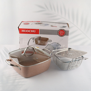 High Quality Non-Stick Deep Frying Pan Set with Fry Basket & Steamer Rack