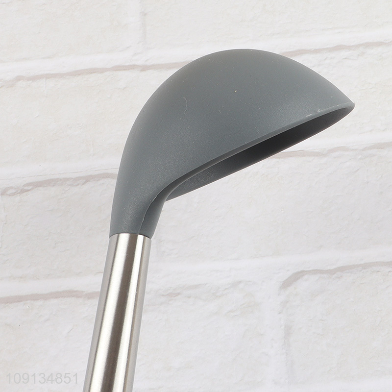 Good quality silicone kitchen utensil soup ladle with wooden handle