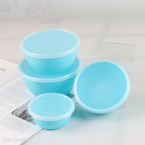 Factory wholesale plastic 4pcs sealed food storage container bowl with lid
