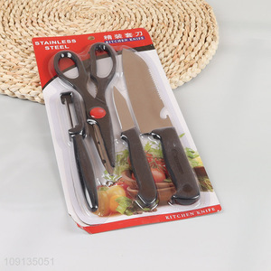 Yiwu market 4pcs stainless steel kitchen knife kitchen scissors set