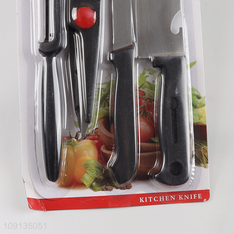 Yiwu market 4pcs stainless steel kitchen knife kitchen scissors set