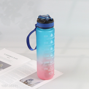 New Product 1000Ml Plastic Water Bottle with Straw & Time Marker
