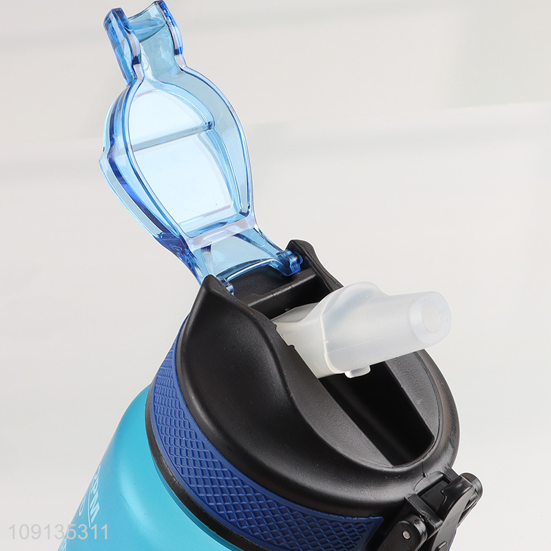 New Product 1000Ml Plastic Water Bottle with Straw & Time Marker