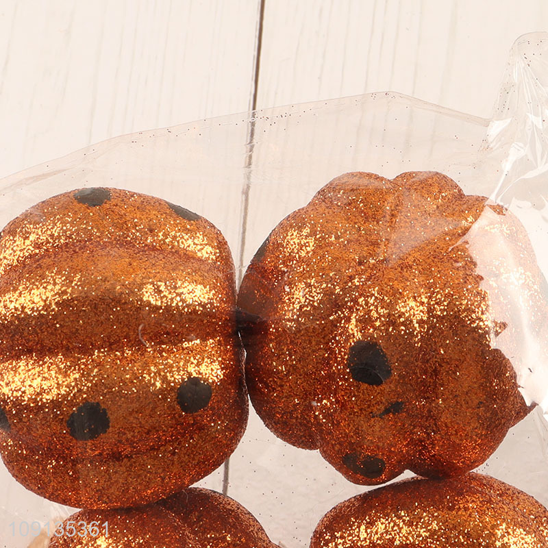 Online Wholesale 4 Pieces Glitter Pumpkins Small Decorative Foam Pumpkins