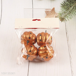 Online Wholesale 4 Pieces Glitter Pumpkins Small Decorative Foam Pumpkins