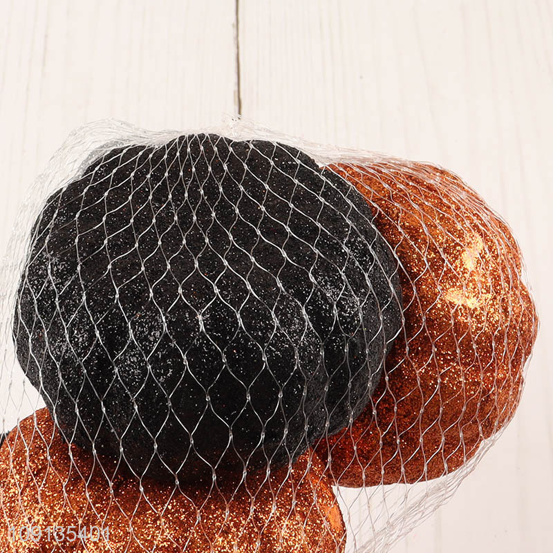 New Product 5 Pieces Small Glitter Pumpkins Halloween Foam Pumpkins