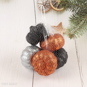 New Product 5 Pieces Small Glitter Pumpkins Halloween Foam Pumpkins
