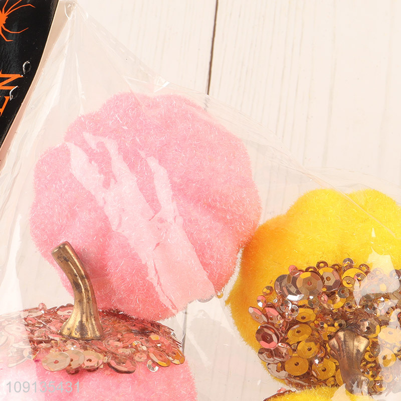 Factory Supply 4 Pieces Halloween Foam Pumpkins for Holiday Table Centerpieces