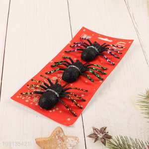 Wholesale 3 Pieces Glitter Plastic Spiders Decorative Halloween Foam Spiders
