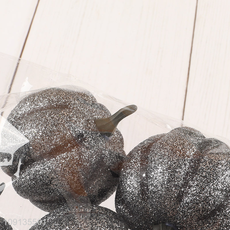 Good Quality 4 Pieces Glitter Halloween Pumpkins Foam Pumpkins Photo Props