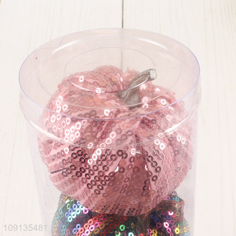 Hot Selling 3 Pieces Sequined Halloween Pumpkins Decorative Foam Pumpkins