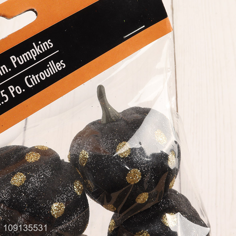New Arrival 4 Pieces Glitter Halloween Pumpkins For Halloween Tabletop Decor