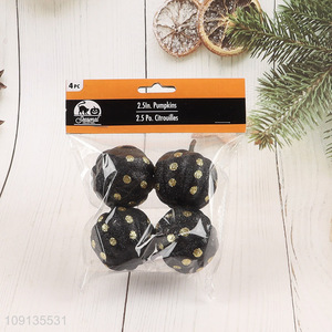 New Arrival 4 Pieces Glitter Halloween Pumpkins For Halloween Tabletop Decor