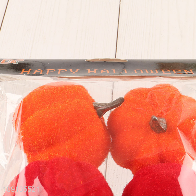 Factory Supply 4 Pieces Faux Velvet Pumpkins Foam Pumpkins for Halloween Decor