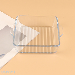 High quality heat-resistant glass baking pan baking tray with handle
