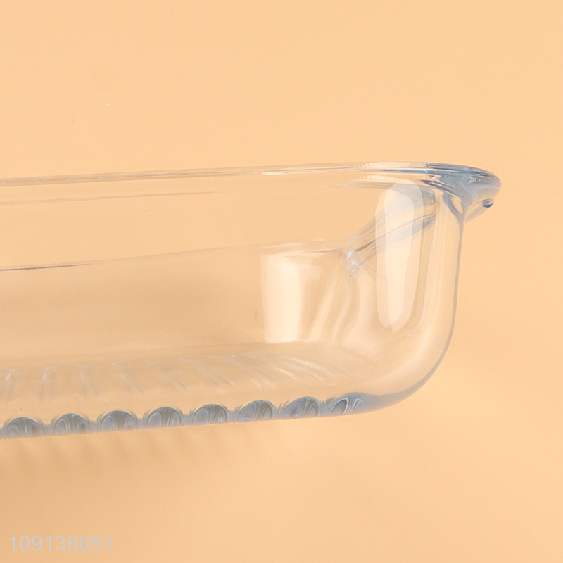 Good price clear glass baking pan baking tray with handle
