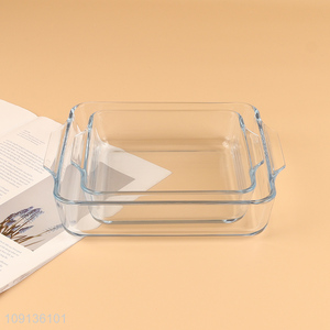 China wholesale clear rectangle glass baking pan baking tray