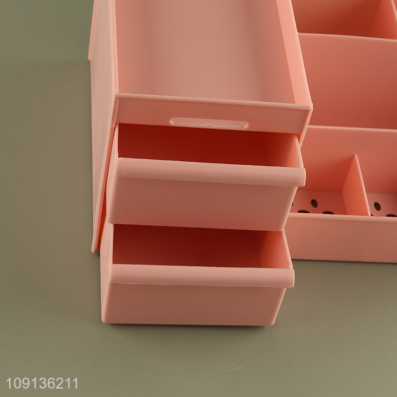 High Quality Plastic Makeup Cosmetic Organizer with 2 Drawers for Bathroom