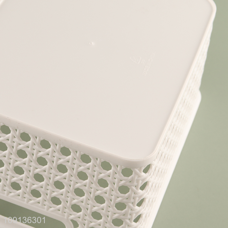 New Arrival Multi-Purpose Plastic Storage Basket with Built-In Handles