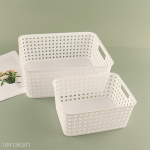 New Arrival Multi-Purpose Plastic Storage Basket with Built-In Handles