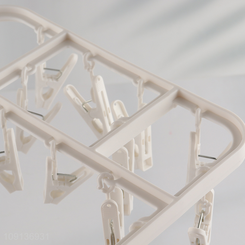 Online Wholesale Clothes Drying Rack Underwear Hangers with 32 Clips