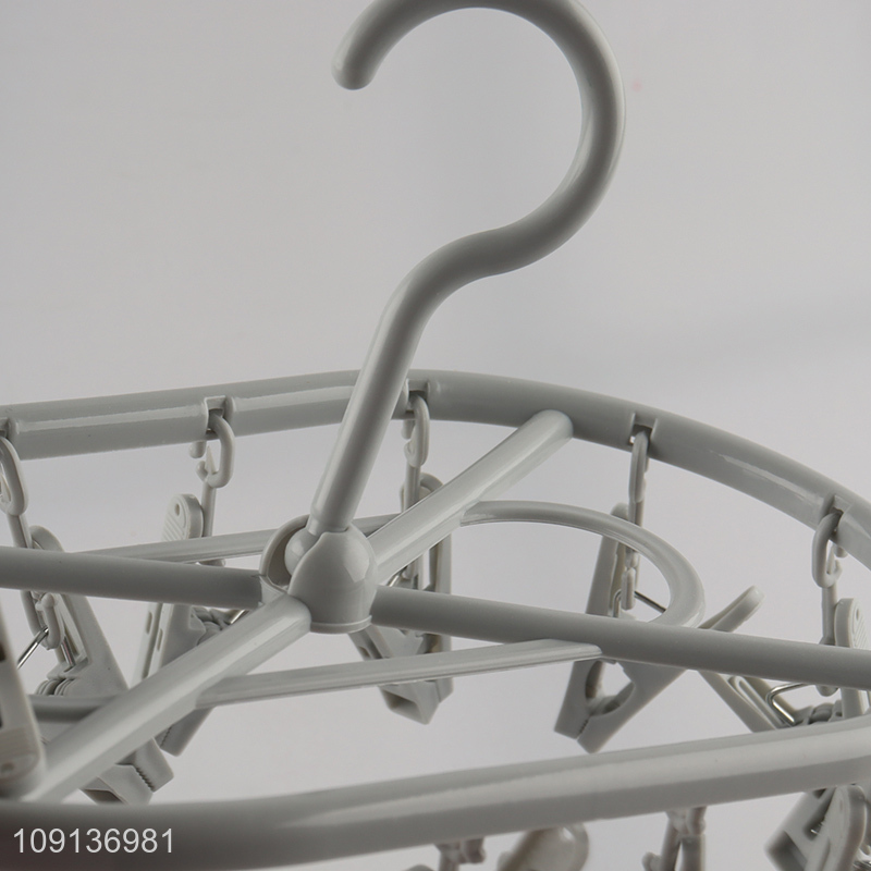 China Wholesale Clothes Drying Rack Underwear Hangers with 14 Clips