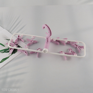 Factory Supply <em>Clothes</em> Drying <em>Rack</em> Underwear Hangers with 12 Clips