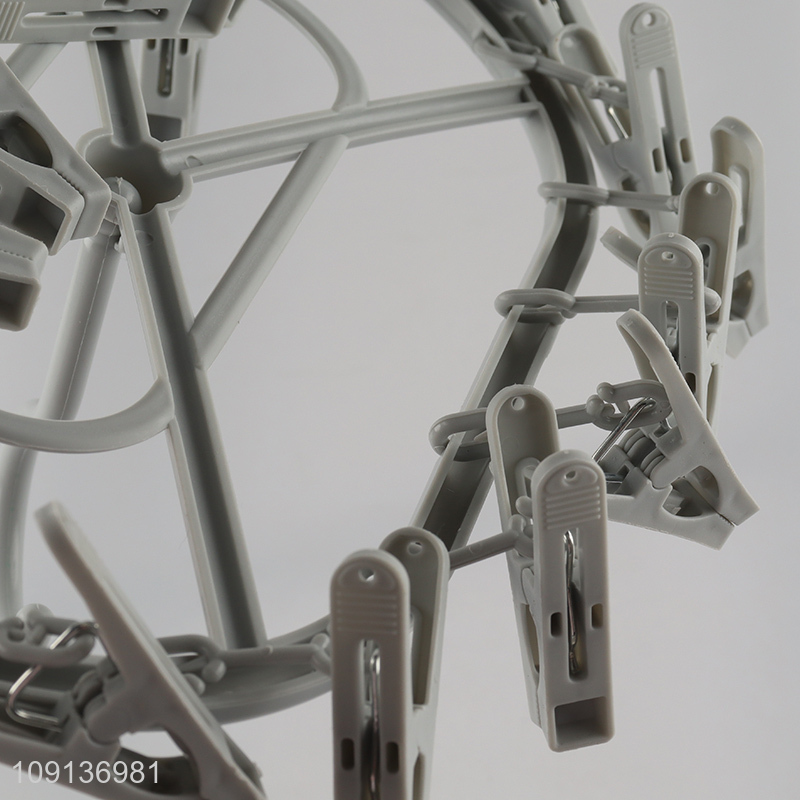 China Wholesale Clothes Drying Rack Underwear Hangers with 14 Clips