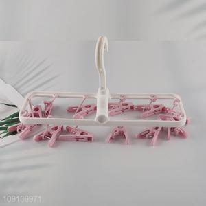 New Arrival Clothes Drying Rack Underwear Hangers with 12 Clips