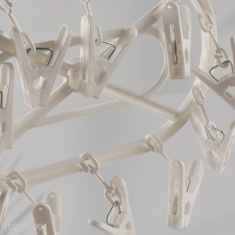 Online Wholesale Clothes Drying Rack Underwear Hangers with 10 Clips