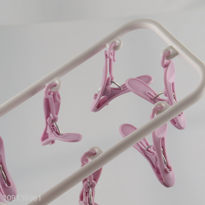 Factory Supply Clothes Drying Rack Underwear Hangers with 12 Clips