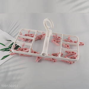 China Imports Clothes Drying Rack Underwear Hangers with 20 Clips