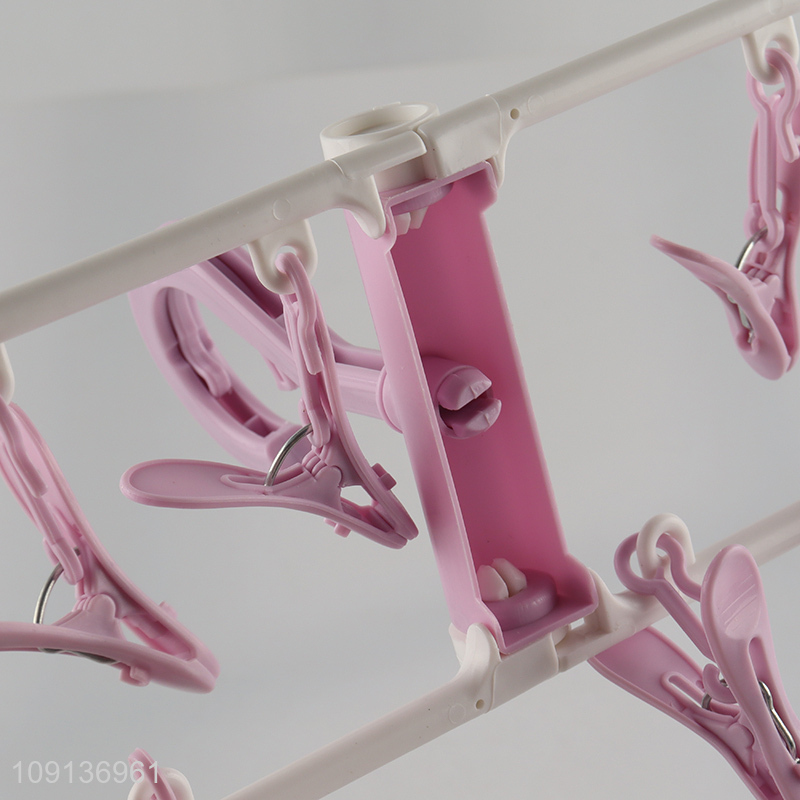 Factory Supply Clothes Drying Rack Underwear Hangers with 12 Clips