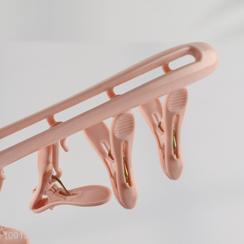 New Arrival Folding Drying Rack with 8 Clips for Drying Socks Bras