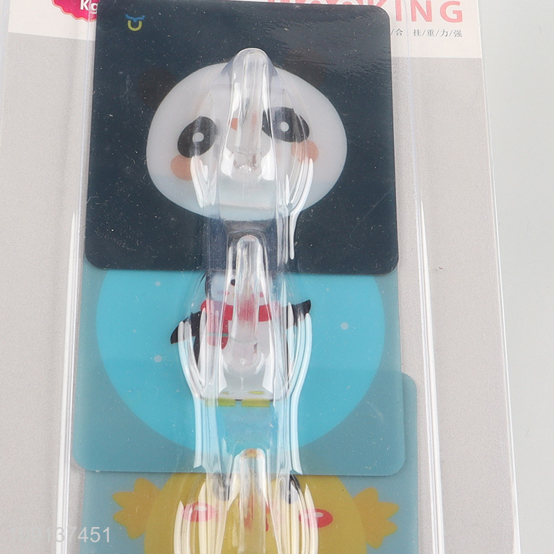Good quality 4pcs cartoon printed sticky hook wall hook set