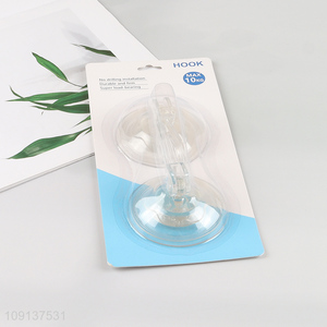 Top quality 2pcs round clear <em>plastic</em> sticky <em>hook</em> wall <em>hook</em>