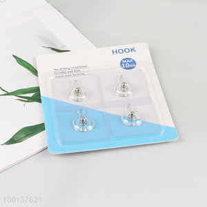 Factory direct sale 4pcs clear square sticky hook wall hook wholesale