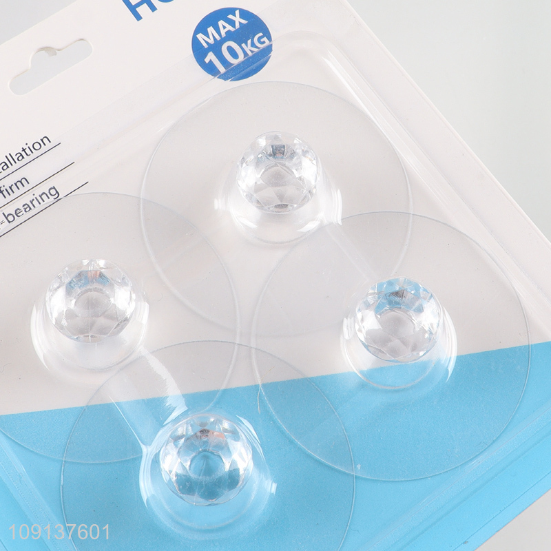 Best selling 4pcs round clear heavy duty sticky hook wall hook wholesale