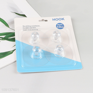Best selling 4pcs round clear heavy duty sticky hook wall hook wholesale