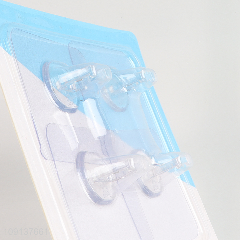New product 4pcs clear heavy duty sticky hook wall hook set