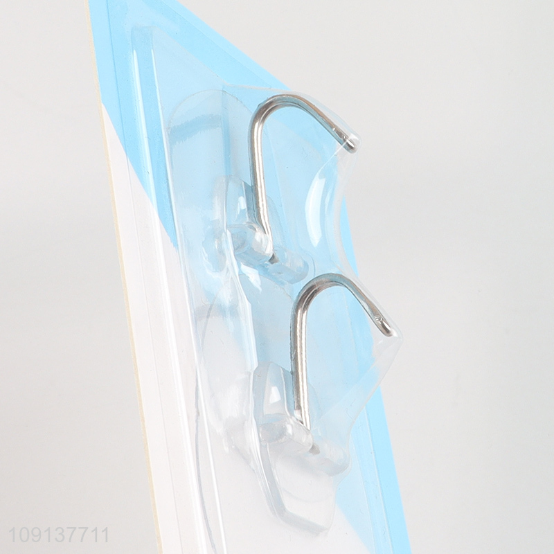 Top selling 2pcs clear household bathroom kitchen sticky hook wall hook